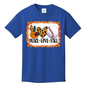 Peace Love Fall Turkey Baseball Ball Fall Vibes Thanksgiving Gift Kids T-Shirt