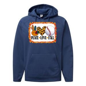 Peace Love Fall Turkey Baseball Ball Fall Vibes Thanksgiving Gift Performance Fleece Hoodie