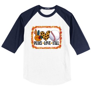 Peace Love Fall Turkey Baseball Ball Fall Vibes Thanksgiving Gift Baseball Sleeve Shirt