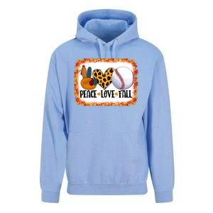 Peace Love Fall Turkey Baseball Ball Fall Vibes Thanksgiving Gift Unisex Surf Hoodie