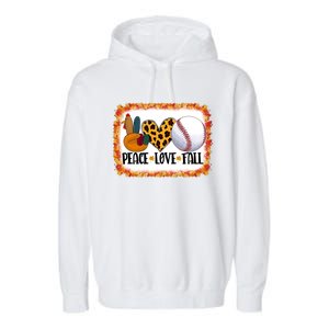 Peace Love Fall Turkey Baseball Ball Fall Vibes Thanksgiving Gift Garment-Dyed Fleece Hoodie