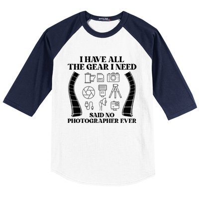 Photography Lover Funny Photo Camera Photographer Gift Baseball Sleeve Shirt