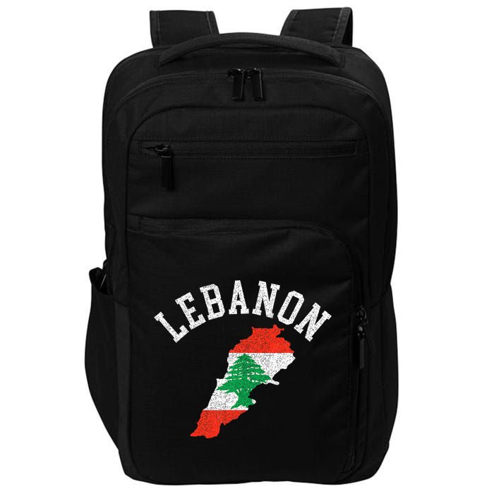 Patriotic Lebanon Flag Map Distressed Impact Tech Backpack