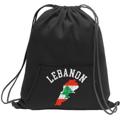 Patriotic Lebanon Flag Map Distressed Sweatshirt Cinch Pack Bag