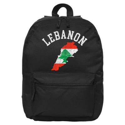 Patriotic Lebanon Flag Map Distressed 16 in Basic Backpack