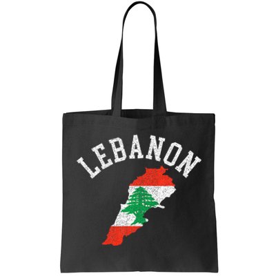 Patriotic Lebanon Flag Map Distressed Tote Bag