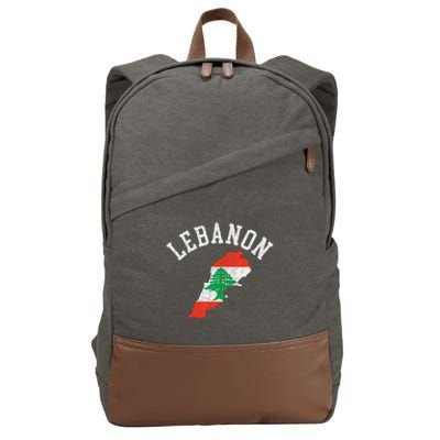 Patriotic Lebanon Flag Map Distressed Cotton Canvas Backpack