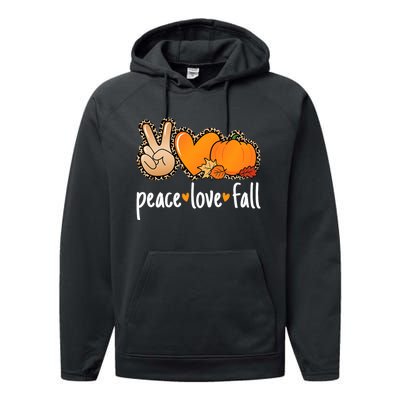 Peace Love Fall Pumpkin Autumn Thanksgiving Performance Fleece Hoodie