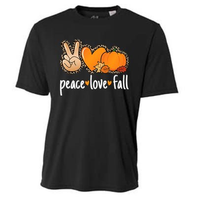 Peace Love Fall Pumpkin Autumn Thanksgiving Cooling Performance Crew T-Shirt