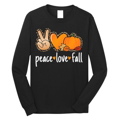 Peace Love Fall Pumpkin Autumn Thanksgiving Long Sleeve Shirt