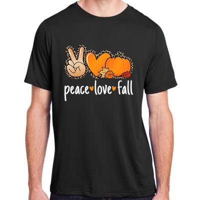 Peace Love Fall Pumpkin Autumn Thanksgiving Adult ChromaSoft Performance T-Shirt