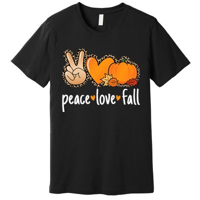 Peace Love Fall Pumpkin Autumn Thanksgiving Premium T-Shirt