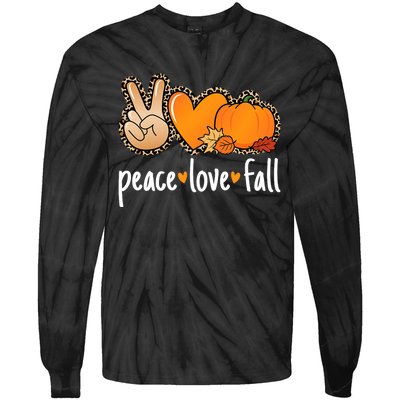 Peace Love Fall Pumpkin Autumn Thanksgiving Tie-Dye Long Sleeve Shirt