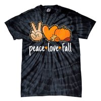 Peace Love Fall Pumpkin Autumn Thanksgiving Tie-Dye T-Shirt