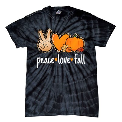 Peace Love Fall Pumpkin Autumn Thanksgiving Tie-Dye T-Shirt