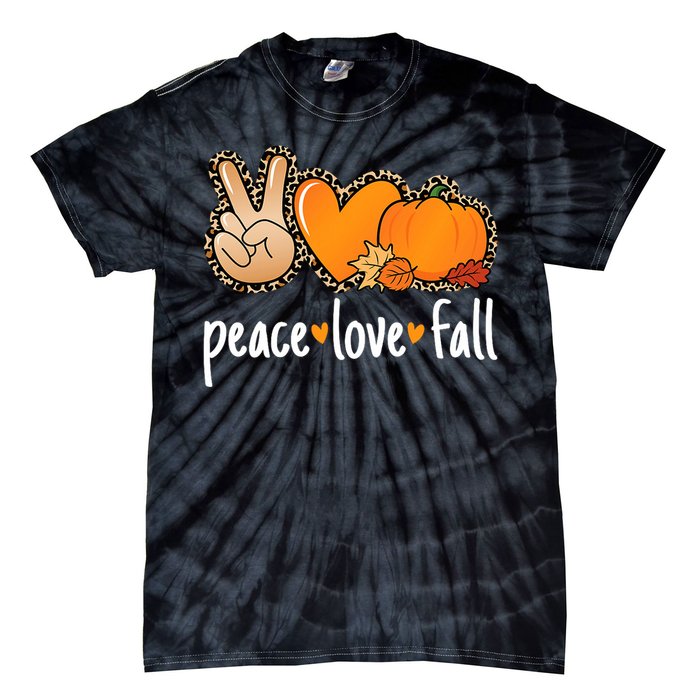 Peace Love Fall Pumpkin Autumn Thanksgiving Tie-Dye T-Shirt