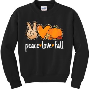 Peace Love Fall Pumpkin Autumn Thanksgiving Kids Sweatshirt