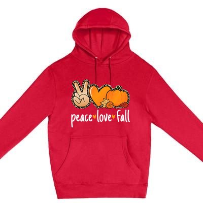 Peace Love Fall Pumpkin Autumn Thanksgiving Premium Pullover Hoodie