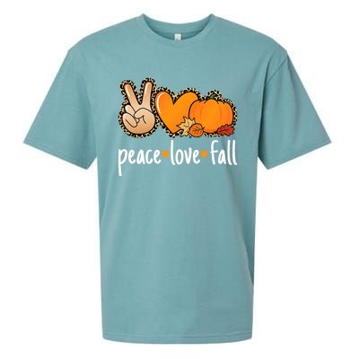 Peace Love Fall Pumpkin Autumn Thanksgiving Sueded Cloud Jersey T-Shirt