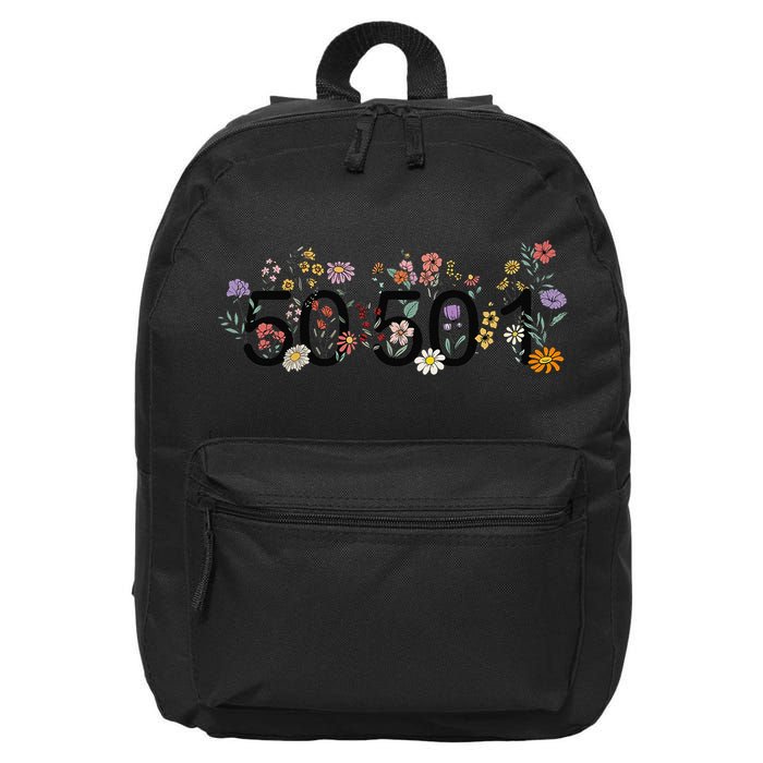 President Liberal Floral 50501 50Protest 50States 1Movement 16 in Basic Backpack