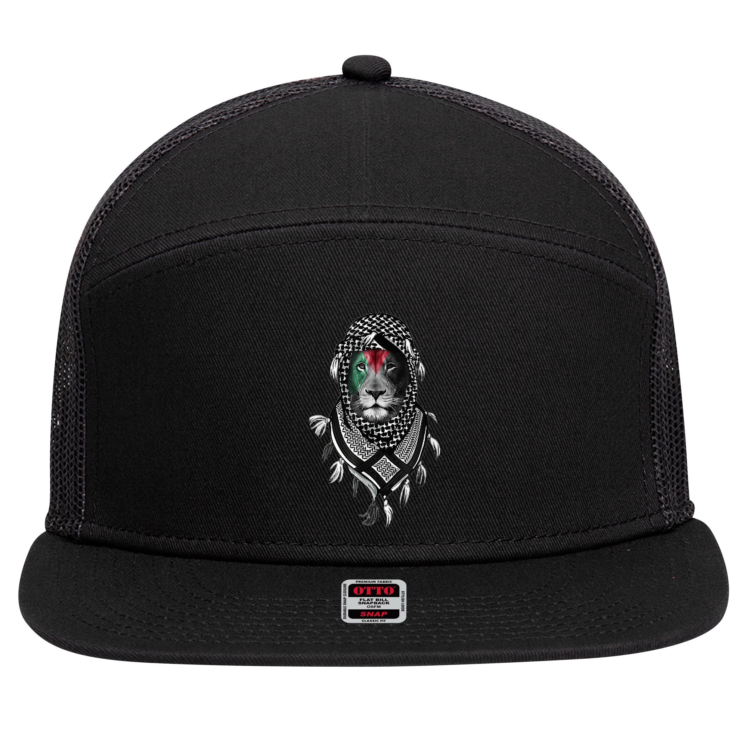Palestinian Lion Free Palestine Free Gaza Palestine Flag 7 Panel Mesh Trucker Snapback Hat