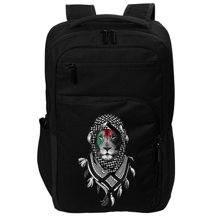 Palestinian Lion Free Palestine Free Gaza Palestine Flag Impact Tech Backpack