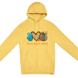 Peace Love Fall Pumpkin Autum Happy Fall Thanksgiving Gift Premium Pullover Hoodie