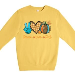 Peace Love Fall Pumpkin Autum Happy Fall Thanksgiving Gift Premium Crewneck Sweatshirt