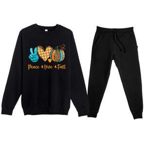 Peace Love Fall Pumpkin Autum Happy Fall Thanksgiving Gift Premium Crewneck Sweatsuit Set