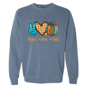 Peace Love Fall Pumpkin Autum Happy Fall Thanksgiving Gift Garment-Dyed Sweatshirt