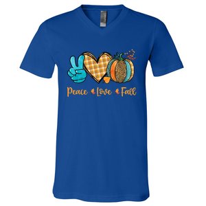 Peace Love Fall Pumpkin Autum Happy Fall Thanksgiving Gift V-Neck T-Shirt