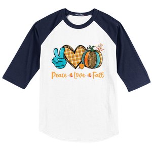 Peace Love Fall Pumpkin Autum Happy Fall Thanksgiving Gift Baseball Sleeve Shirt