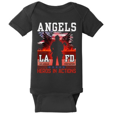Proud La Firefighters Lafd Los Angeles Firefighters Hero Usa Gift Baby Bodysuit
