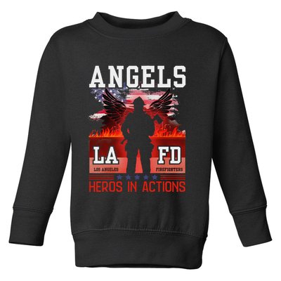 Proud La Firefighters Lafd Los Angeles Firefighters Hero Usa Gift Toddler Sweatshirt
