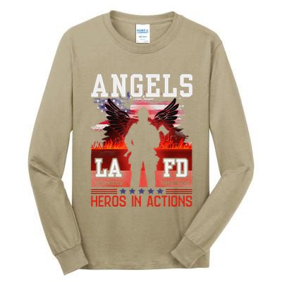 Proud La Firefighters Lafd Los Angeles Firefighters Hero Usa Gift Tall Long Sleeve T-Shirt
