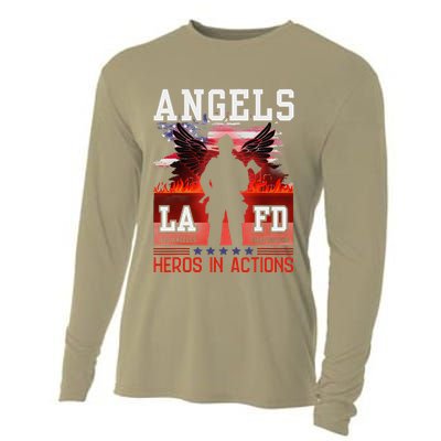 Proud La Firefighters Lafd Los Angeles Firefighters Hero Usa Gift Cooling Performance Long Sleeve Crew