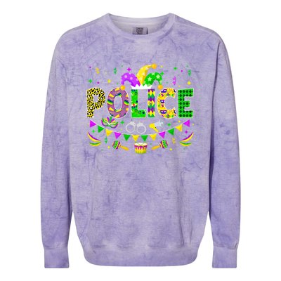 Police Lover Funny Mardi Gras Carnival Party Gift Colorblast Crewneck Sweatshirt