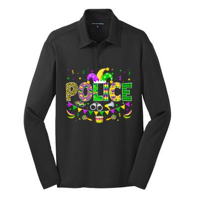 Police Lover Funny Mardi Gras Carnival Party Gift Silk Touch Performance Long Sleeve Polo