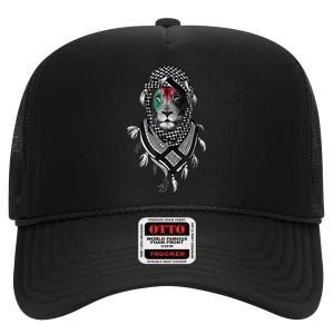 Palestinian Lion Free Palestine Free Gaza Palestine Flag High Crown Mesh Back Trucker Hat