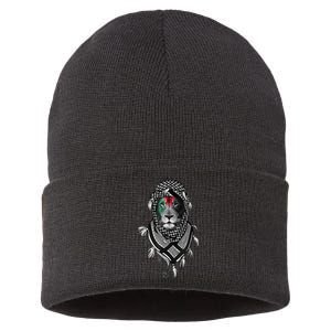 Palestinian Lion Free Palestine Free Gaza Palestine Flag Sustainable Knit Beanie