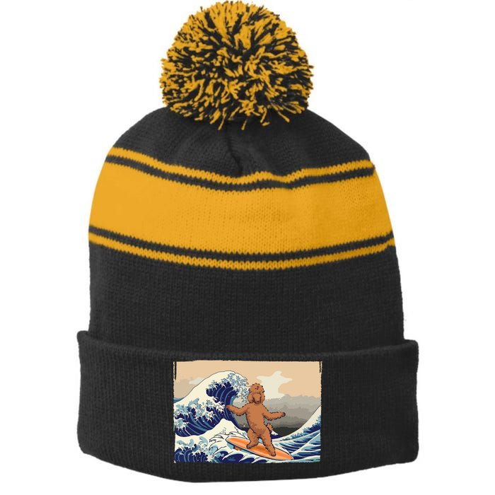 Poodle Lover Funny Poodle Funny Dog Poodle Owner Stripe Pom Pom Beanie
