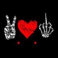 Peace Love Fuck Off Skeleton Hand Red Heart Hippie Gift Doggie Tank