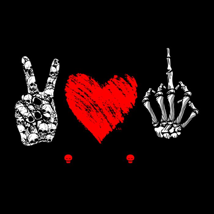 Peace Love Fuck Off Skeleton Hand Red Heart Hippie Gift Doggie Tank
