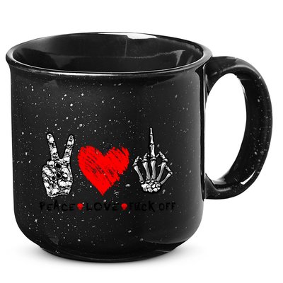 Peace Love Fuck Off Skeleton Hand Red Heart Hippie Gift 15oz Campfire Ceramic Mug