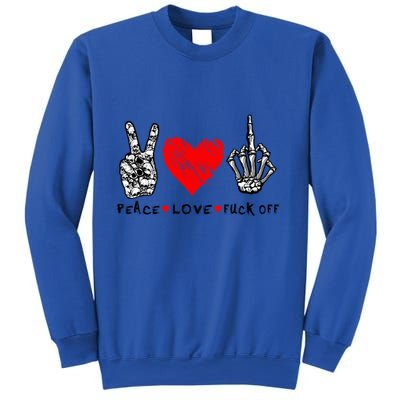 Peace Love Fuck Off Skeleton Hand Red Heart Hippie Gift Sweatshirt