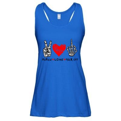 Peace Love Fuck Off Skeleton Hand Red Heart Hippie Gift Ladies Essential Flowy Tank