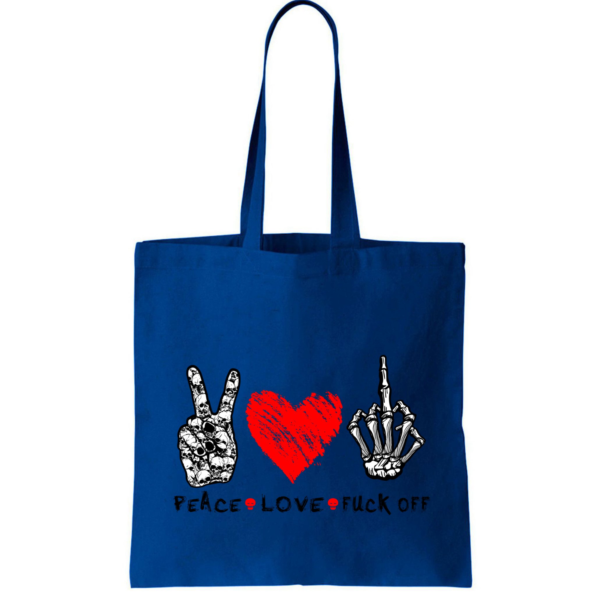 Peace Love Fuck Off Skeleton Hand Red Heart Hippie Gift Bag