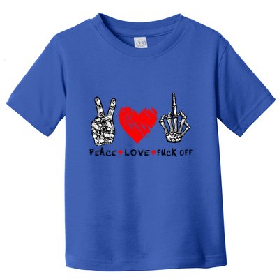 Peace Love Fuck Off Skeleton Hand Red Heart Hippie Gift Toddler T-Shirt