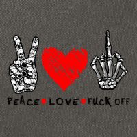 Peace Love Fuck Off Skeleton Hand Red Heart Hippie Gift Cotton Canvas Backpack