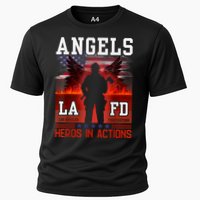 Proud La Firefighters Lafd Los Angeles Firefighters Hero Usa Cooling Performance Crew T-Shirt